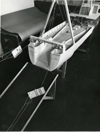 Photograph of Hall Russell Design Office with exhibition model of Junella