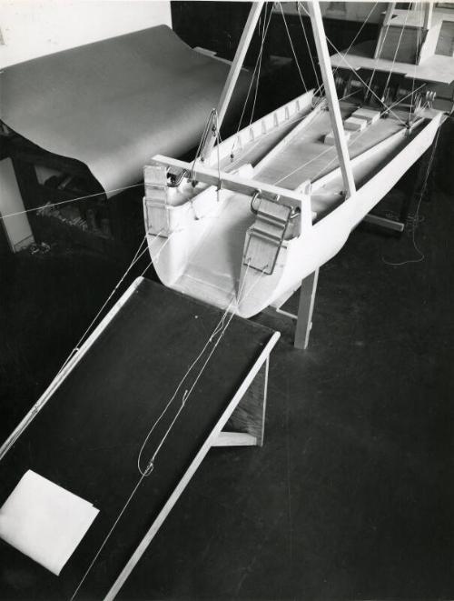 Photograph of Hall Russell Design Office with exhibition model of Junella