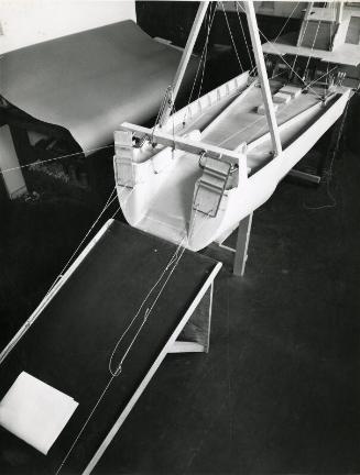 Photograph of Hall Russell Design Office with exhibition model of Junella