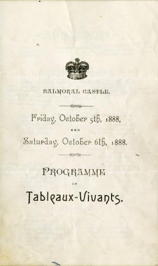 Programme of Tableaux Vivants, Balmoral Castle
