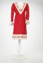 Red Wool Dress with Cream Trim
