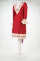 Red Wool Dress with Cream Trim