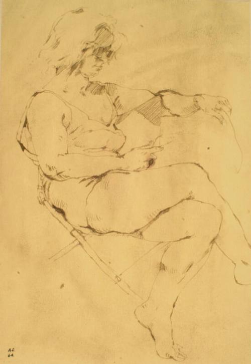 Helen Seated on a Deck-chair, Reading by Alexander Fraser