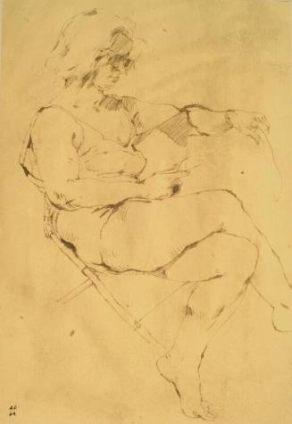 Helen Seated on a Deck-chair, Reading by Alexander Fraser