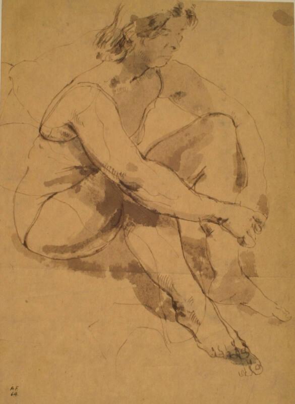 Helen in Swimming Costume, Seated by Alexander Fraser