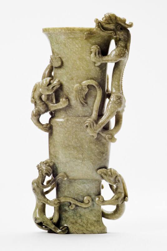 Jadeite Vase With Carved Dragons