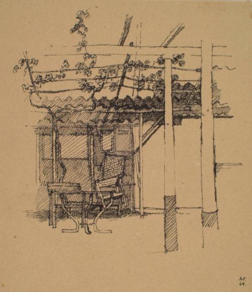 House Front with Pergola by Alexander Fraser 