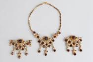 Amber Paste Ornate Necklace and Earrings 