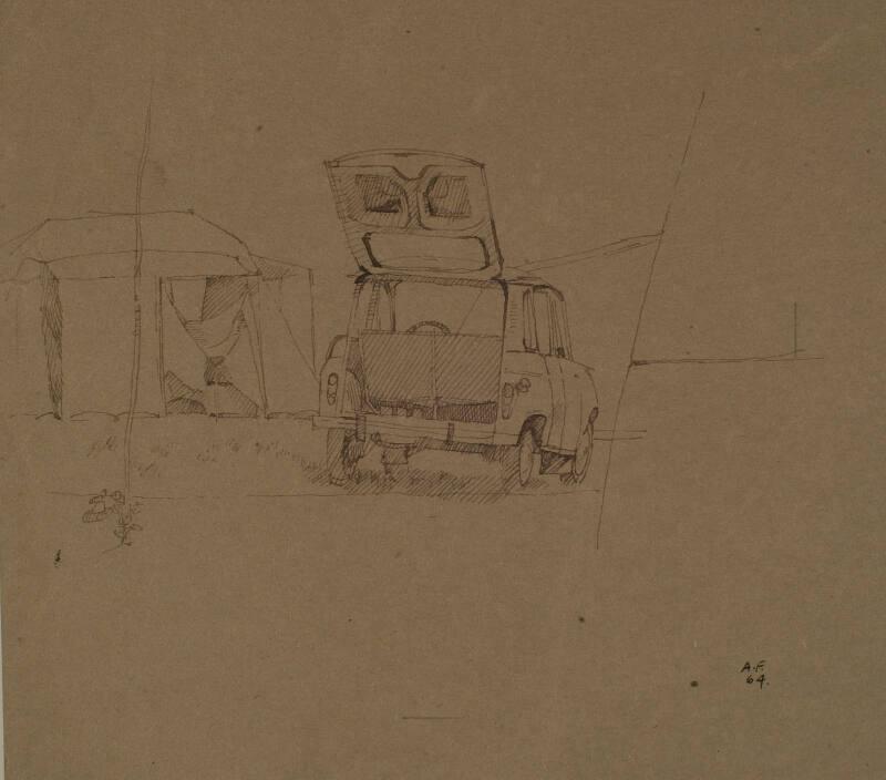 Car and Tent in a Campsite by Alexander Fraser