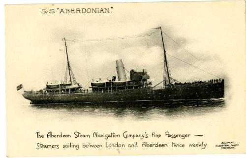 Postcard of steamship Aberdonian underway at sea