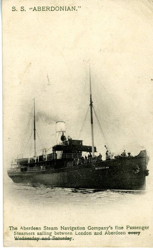 Postcard of steamship Aberdonian underway at sea