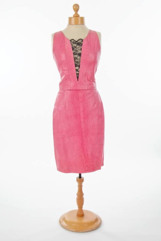 Pink Leather Corset and Skirt