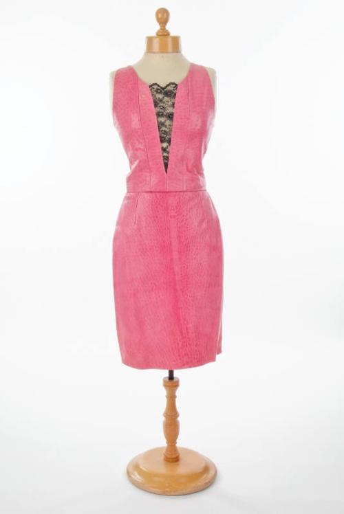 Pink Leather Corset and Skirt