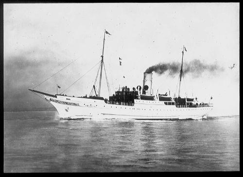 glass lantern slide showing the port side of 'St Sunniva' (II)