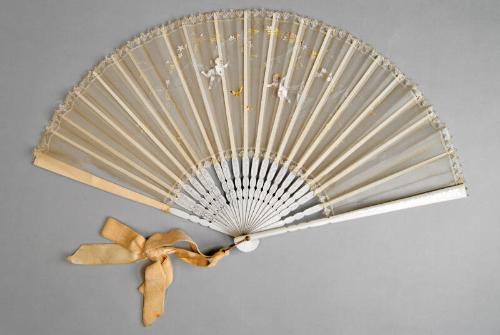 Large Hand-Painted Muslin Fan