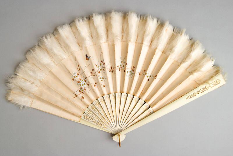 Large Cream Hand-Painted Fan