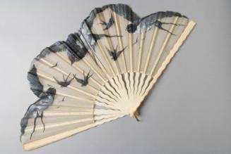 Hand-Painted Chiffon Swallow Fan with Ivory Sticks