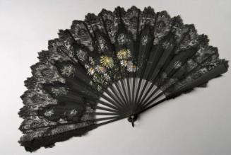 Black Lace Fan with Wooden Sticks