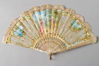 Mother of Pearl Fan with Hand-Painted Paper Mount