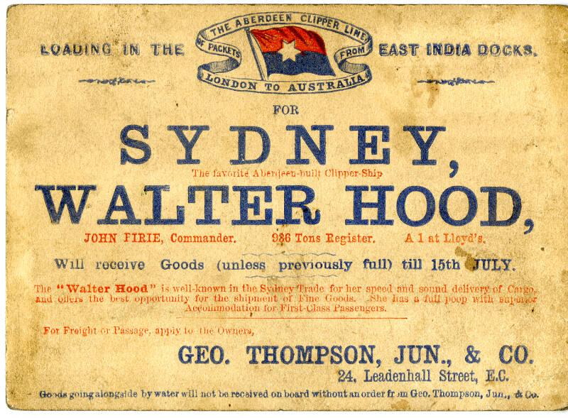 Sailing card for Walter Hood