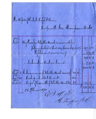Receipt Captain Pirie's Shares in the ship Walter Hood