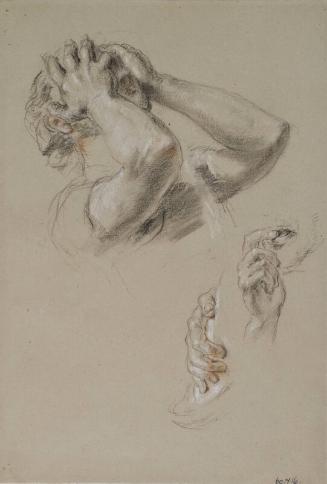 Head with Hands hiding Face, Study of Hands