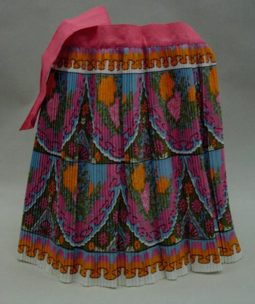 Pink and Multicolour Pleated Cotton Apron