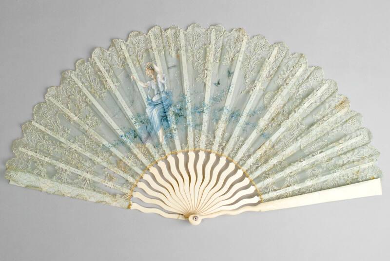 Fan With Ivory Sticks And Mount