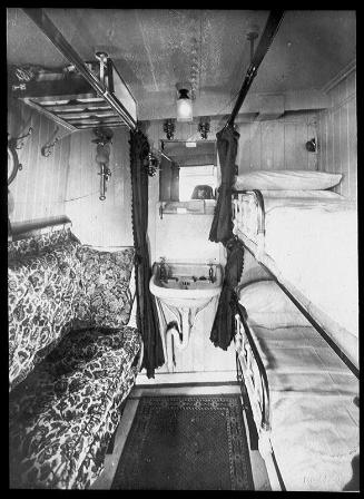 glass lantern slide showing a two berthed stateroom on board 'St Sunniva' (II)