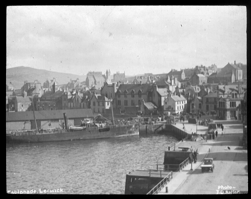 glass lantern slide showing the Esplanade, Lerwick