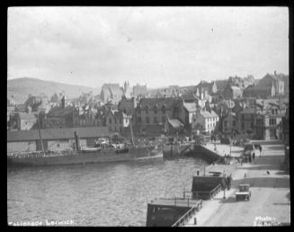 glass lantern slide showing the Esplanade, Lerwick