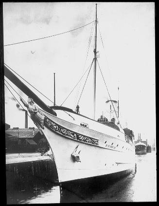 glass lantern slide showing the bow and part of port side of 'St Sunniva' (II)