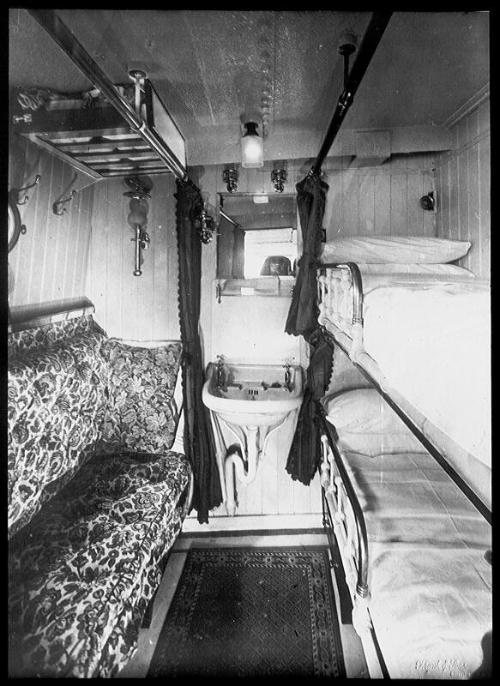 glass lantern slide showing a two berthed stateroom aboard 'St Sunniva' (II)