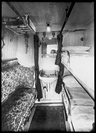 glass lantern slide showing a two berthed stateroom aboard 'St Sunniva' (II)