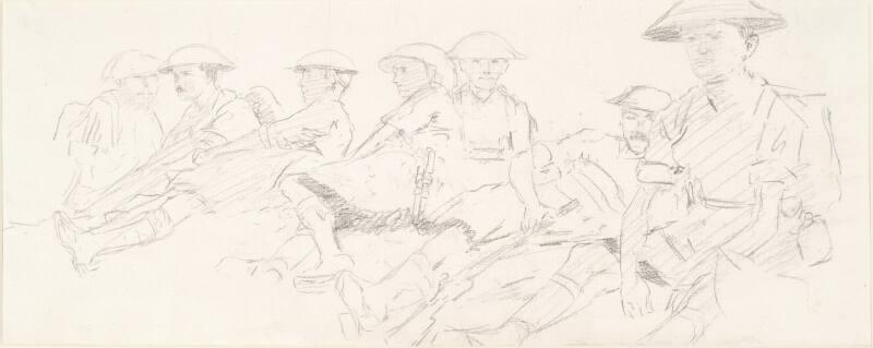 Leaf from a Sketchbook, Kilted Soldiers Reclining