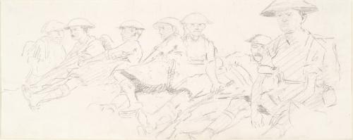 Leaf from a Sketchbook, Kilted Soldiers Reclining