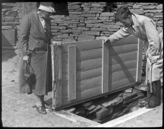 glass lantern slide showing the Pictish well, Jarlshof