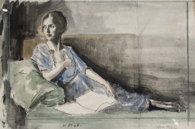 Woman Reclining on Couch with an Open Book on Her Lap