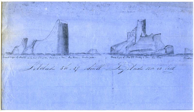 Sketches of Icebergs made from the ship Walter Hood