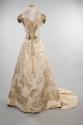 Ivory Satin Brocade Evening Dress