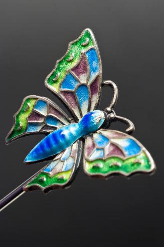 Decorative Hatpin with Enamelled Butterfly