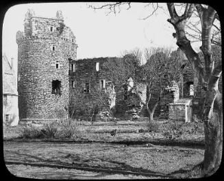 glass lantern slide showing the Bishop's Palace, Kirkwall (GWW)