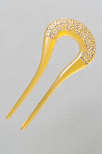Faux Horn Ornamental Hair Comb with Rhinestones