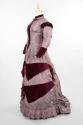 Maroon and Grey Striped Day Dress