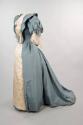 Steel Blue and Cream Silk Evening Dress