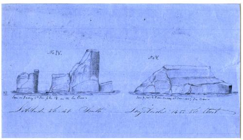 Sketch of Icebergs and Rocks from the ship Walter Hood