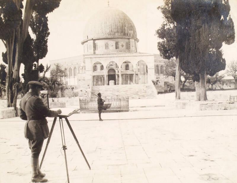 McBey Sketching the Dome of the Rock, Jerusalem (Photograph Album Belonging to James McBey)