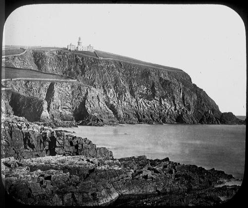 glass lantern slide showing Sumburgh Head