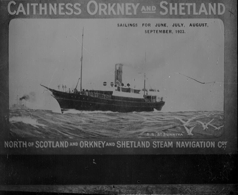 glass lantern slide showing the cover of a North Co. brochure with sailings June - September 19…