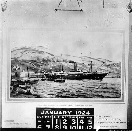 glass lantern slide showing the North Co. calendar for 1924